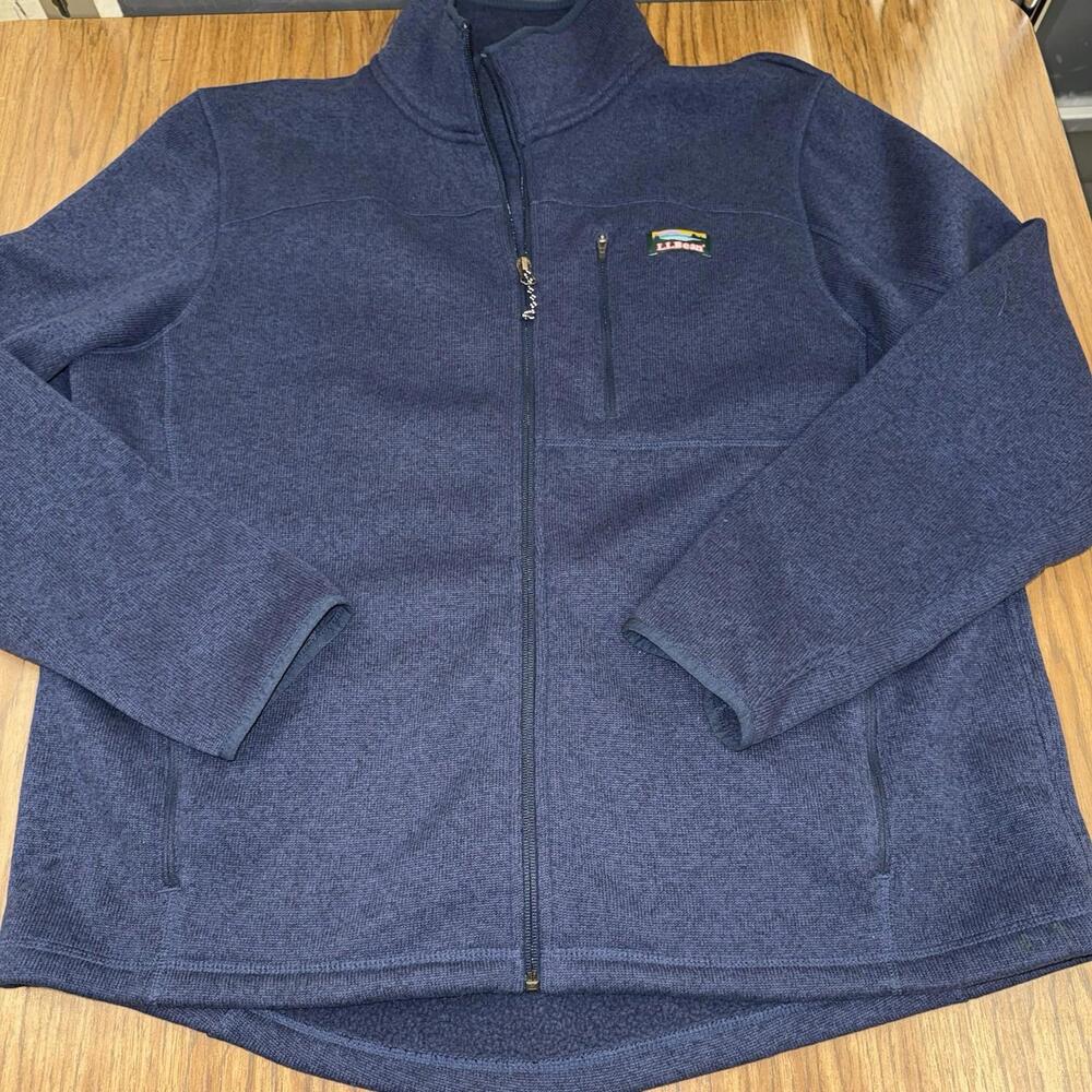 LL Bean  Sweater Fleece Jacket Mens XL Blue